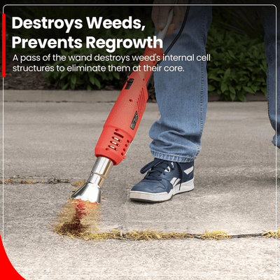 AxiaTool 2 in 1 Electric Weed Burner with five interchangeable heads for versatile garden tool use.