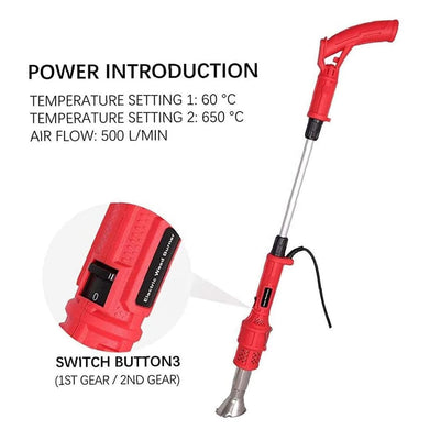 AxiaTool 2 in 1 Electric Weed Burner with five interchangeable heads for effective gardening and weed removal.