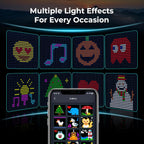 AxiaTool DIY Smart LED Curtain Sync Lights illuminating a festive space with colorful, vibrant light patterns.