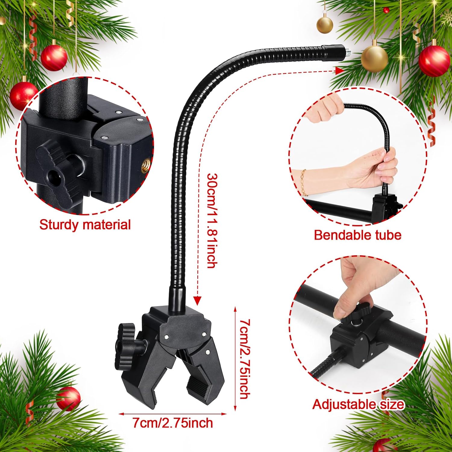 Adjustable holiday garland hanger for front door by AxiaTool, showcasing a sturdy design with festive decor.