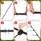 Adjustable AxiaTool holiday garland hanger displayed on a front door, perfect for festive decorations.