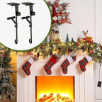 AxiaTool Christmas fireplace stocking and garland hanger in a festive setting, showcasing its design and sturdy construction.