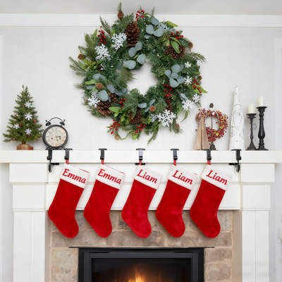 AxiaTool Christmas fireplace stocking and garland hanger, featuring a festive design for holiday decor.