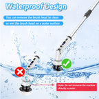 AxiaTool 9-in-1 cordless electric spin scrubber with long handle, designed for efficient home cleaning and hard-to-reach areas.