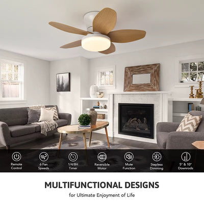 AxiaTool ceiling fan with integrated lights and remote control, featuring a sleek modern design and stylish blade finish.