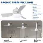 AxiaTool socket light fan with remote control for indoor use, featuring a sleek white design and modern aesthetics.