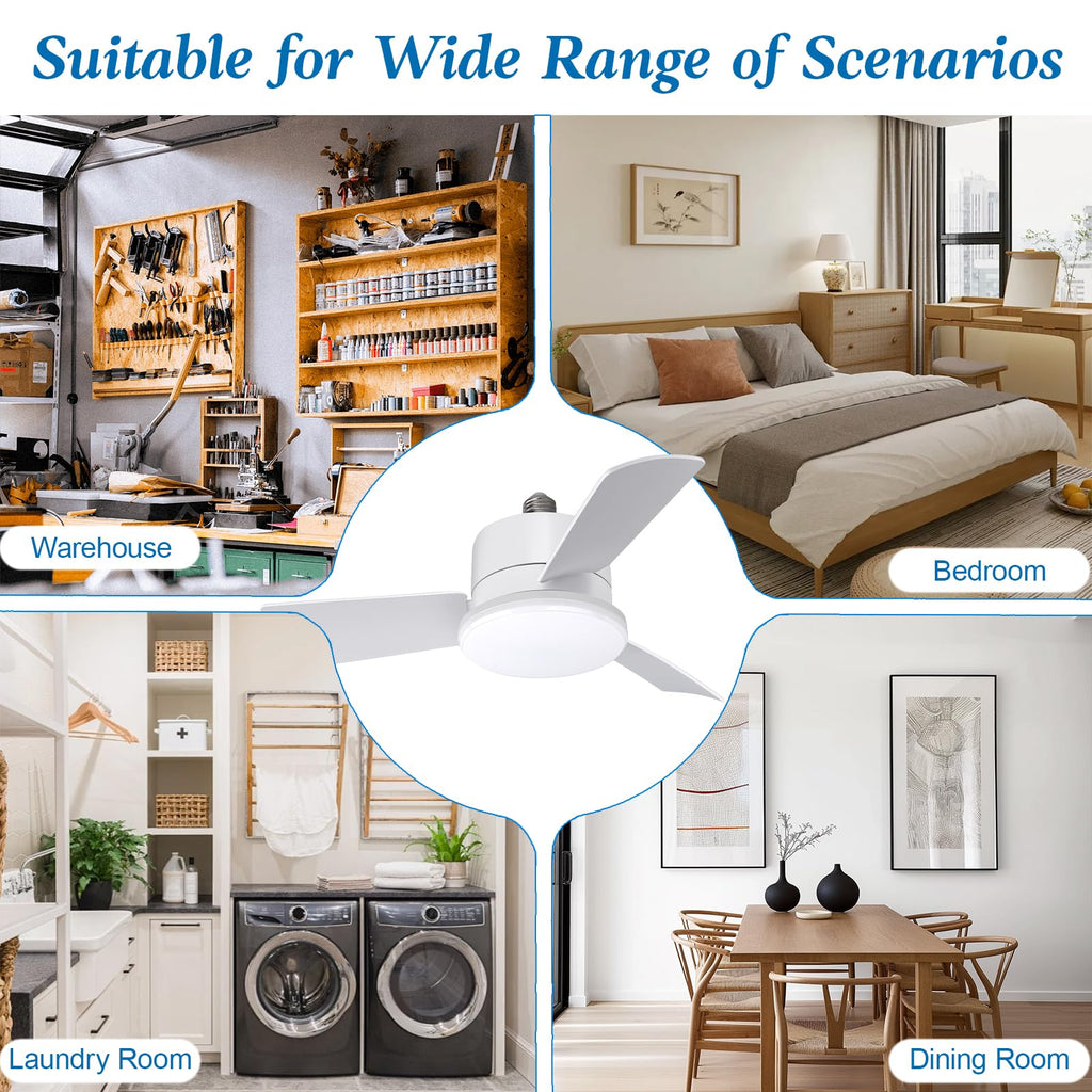 AxiaTool socket light fan in white with remote control for indoor home improvement use.