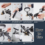 AxiaTool HVLP air spray gun with interchangeable 1.4, 1.7, and 2mm nozzles for precise home improvement projects.