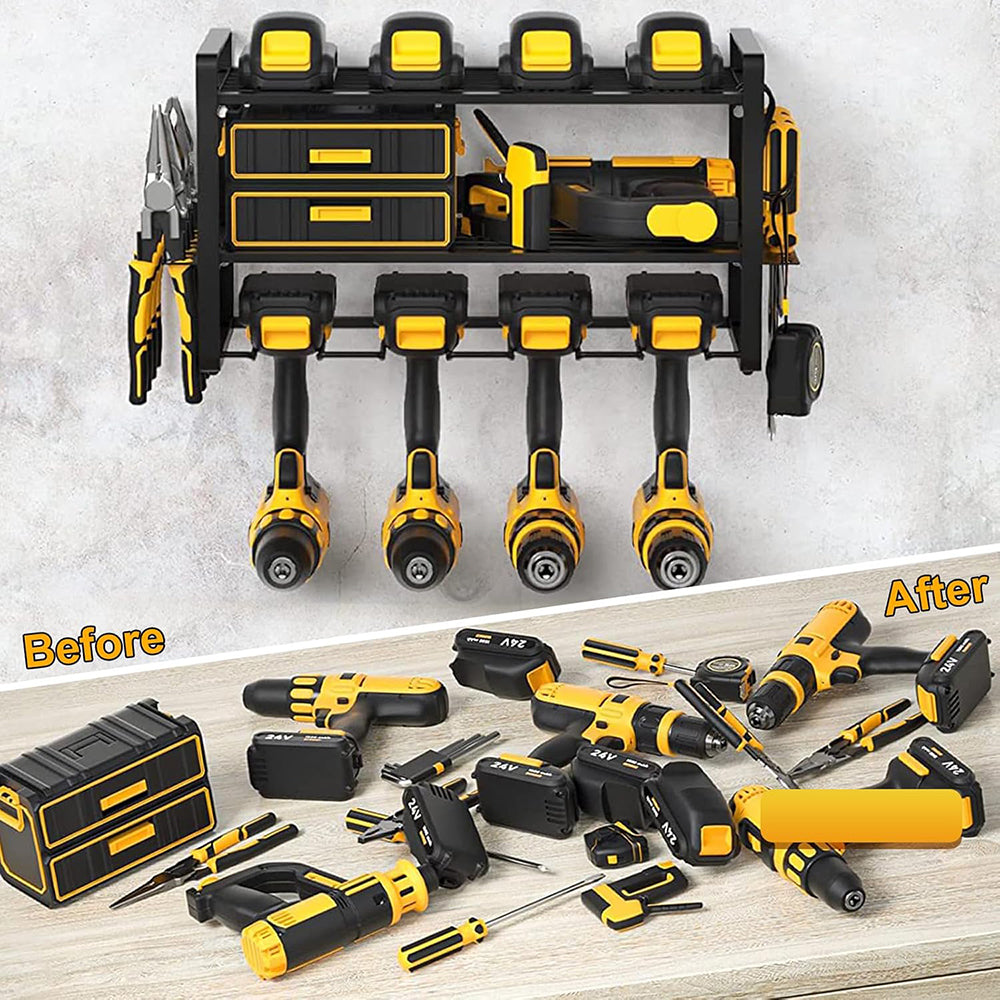 AxiaTool wall mounted tool holder featuring multiple slots for organized storage of various hand tools.