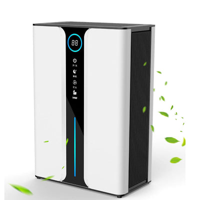 AxiaTool 2 in 1 portable dehumidifier with sleek design and compact size for home use in a modern living space.