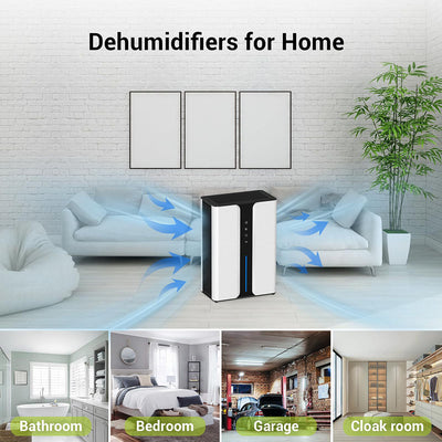 AxiaTool 2 in 1 portable dehumidifier, compact design for home use, showcasing control panel and water tank.