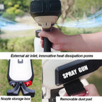 Spray gun with features highlighted on a blurred outdoor background