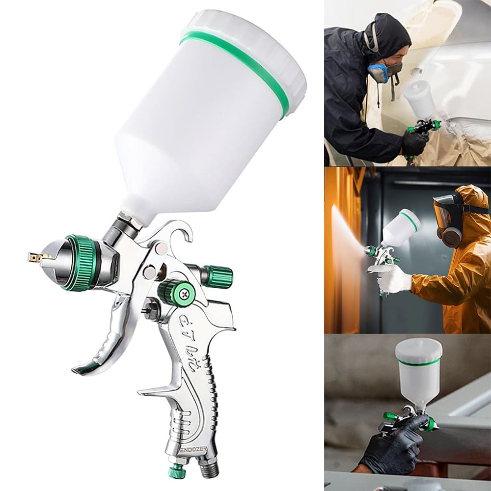 AxiaTool HVLP paint gun with interchangeable nozzles in 1.4, 1.7, and 2.0 mm for home improvement projects.