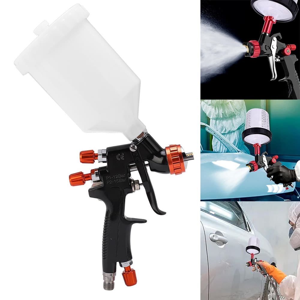 AxiaTool professional automotive air spray gun with 1.3mm nozzles, featuring ergonomic design and adjustable settings.