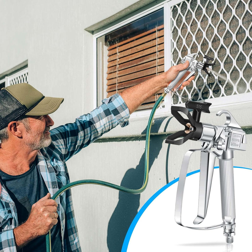 AxiaTool 3600PSI airless paint spray gun with 517 tip, designed for high-pressure home improvement projects.