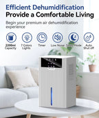 AxiaTool 2200ML electric dehumidifier for home, featuring a sleek design with a control panel and water tank.