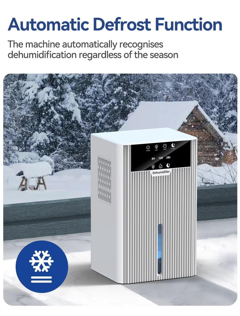 AxiaTool 2200ML electric dehumidifier with a sleek design, perfect for home use in reducing humidity levels.