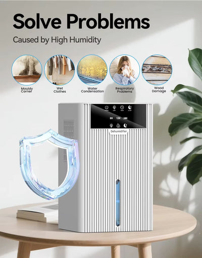 AxiaTool 2200ML electric dehumidifier with control panel and water tank, designed for home use in moisture reduction.