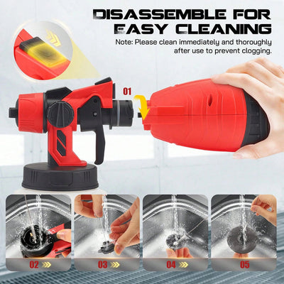 AxiaTool portable cordless paint sprayer with batteries, featuring a compact design and adjustable spray nozzle.