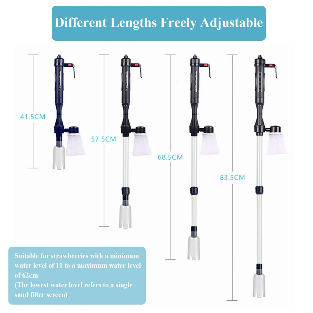 Set of adjustable irrigation nozzles with measurements on a white background