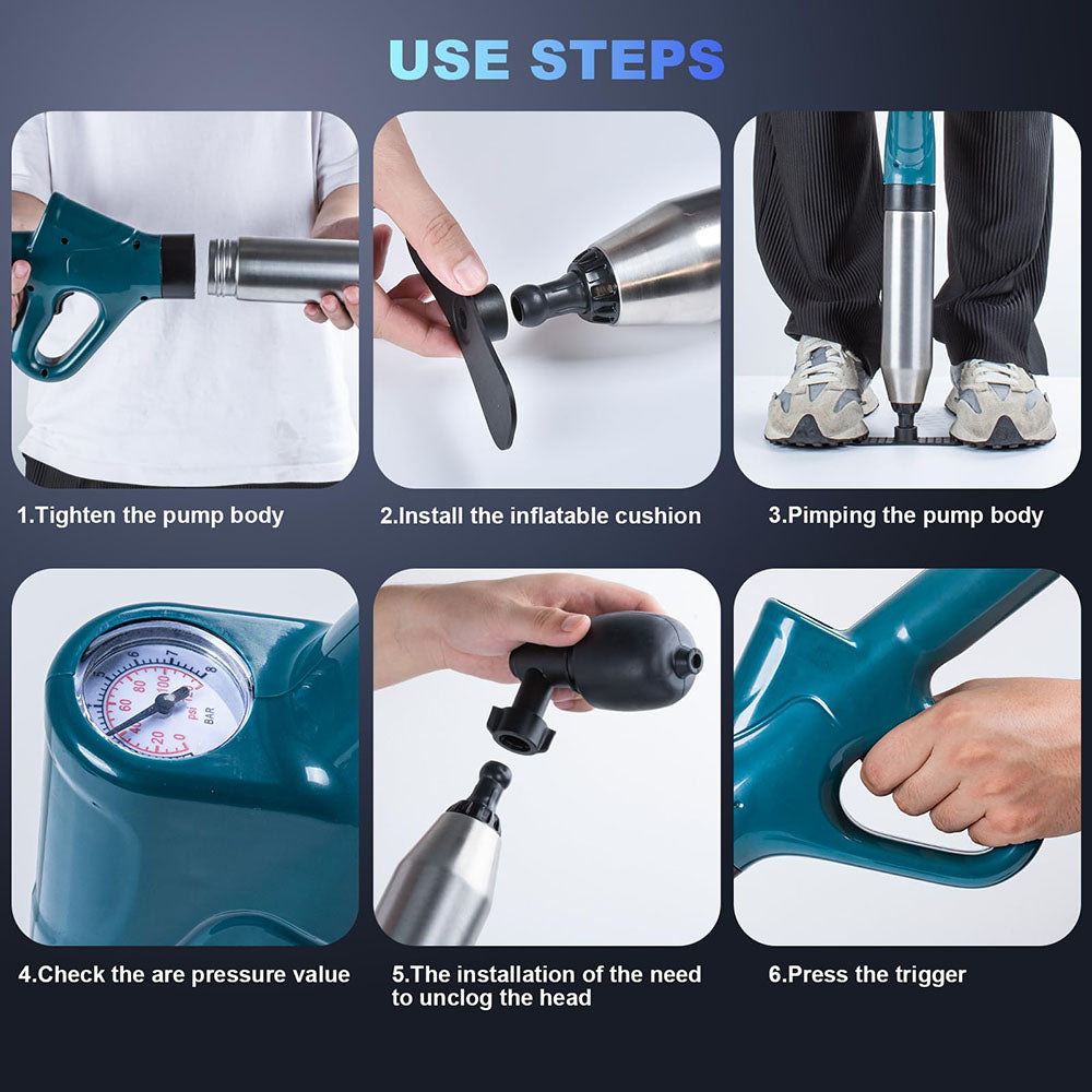 AxiaTool compressed air pipe cleaner featuring four suction cups for effective home improvement tasks.