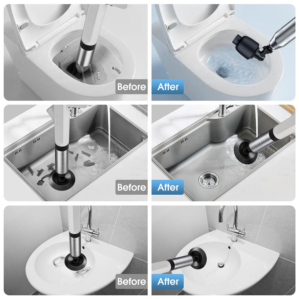 AxiaTool electric stainless steel plunger blaster inflator pump with ergonomic handle and nozzle for home improvement tasks.