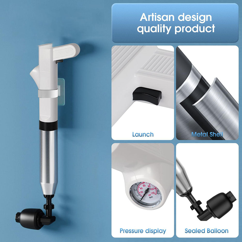 Electric stainless steel plunger blaster inflator pump by AxiaTool, featuring a sleek design and ergonomic handle.