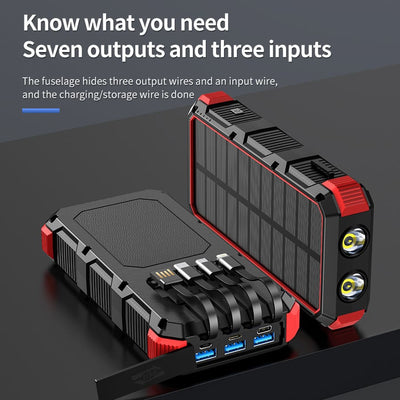 AxiaTool 49800mAh portable solar power bank, designed for outdoor use, charging all cellphones efficiently.