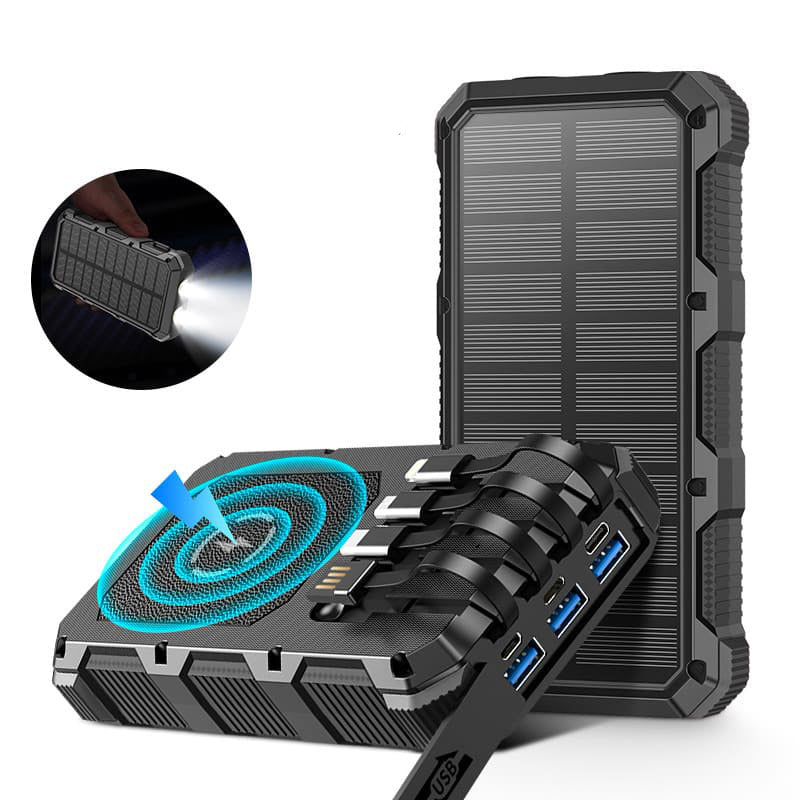 AxiaTool 49800mAh portable solar power bank in black, designed for outdoor use with all cellphones.