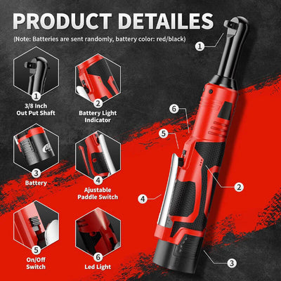 Cordless electric ratchet wrench set by AxiaTool with two batteries, designed for outdoor and pool maintenance tasks.