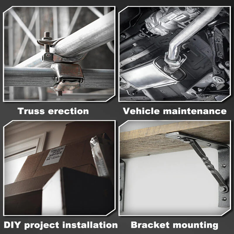 AxiaTool cordless electric ratchet wrench set with two batteries, ideal for outdoor and pool maintenance tasks.