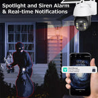 AxiaTool 2025 upgraded wireless solar security camera mounted outdoors, featuring a sleek design and clear lens.