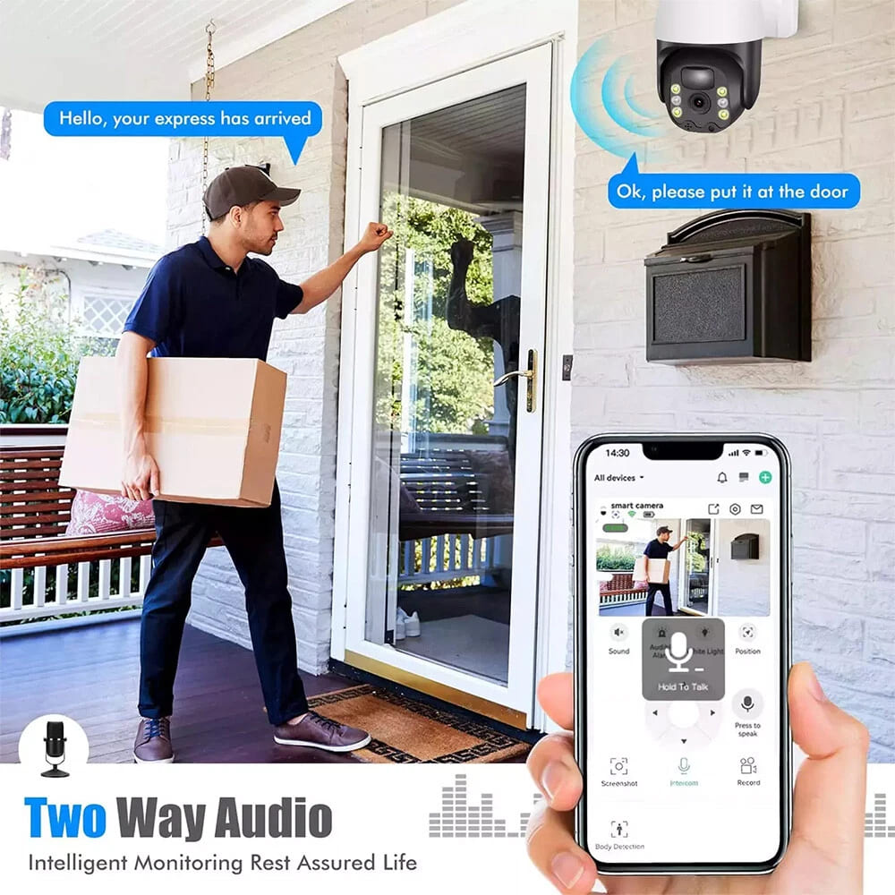 AxiaTool 2025 upgraded wireless solar security camera mounted outdoors, featuring a sleek design and weatherproof casing.