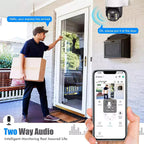 AxiaTool 2025 upgraded wireless solar security camera mounted outdoors, featuring a sleek design and weatherproof casing.