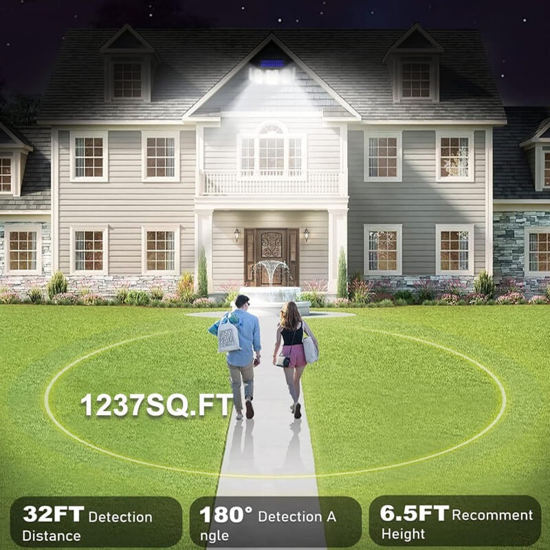 AxiaTool 2-pack solar security lights illuminating an outdoor space with 300 bright LEDs for enhanced safety.