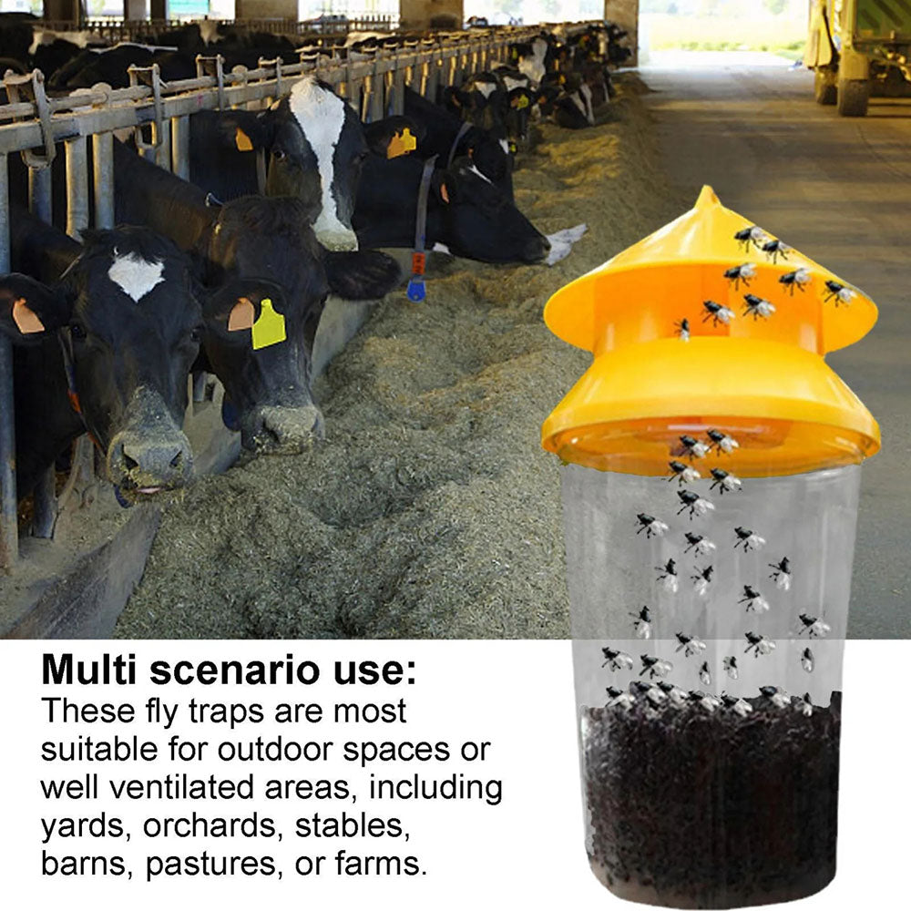 Reusable AxiaTool fly trap for outdoor use, designed for effective pest control and easy hanging.