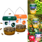 AxiaTool 4 pack solar powered wasp traps hanging outdoors in various colors for effective pest control.