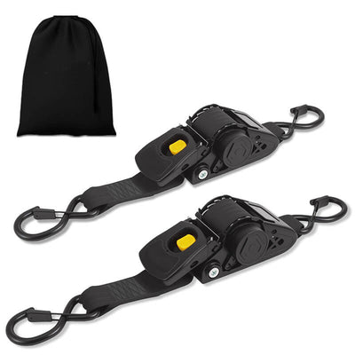 AxiaTool 2-inch auto self-retractable ratchet straps with durable hooks for secure load fastening and easy storage.