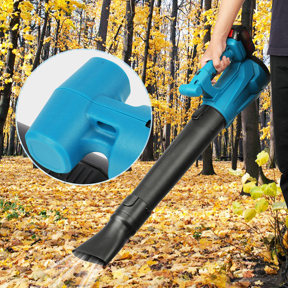 AxiaTool handheld cordless leaf blower with turbo jet design, 23,000 RPM, ideal for lawn care and gardening tasks.