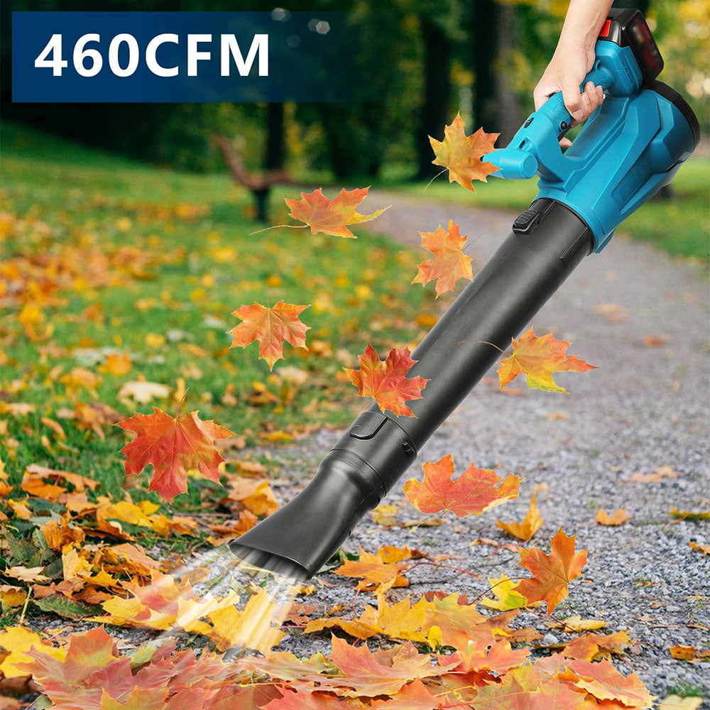 AxiaTool cordless leaf blower with turbo jet design, showcasing its handheld feature and powerful 23,000 RPM performance.