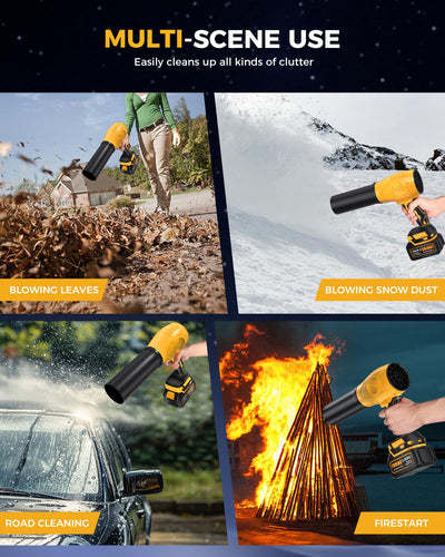 Multifunctional tool used for blowing leaves, snow dust, cleaning cars, and starting fires.