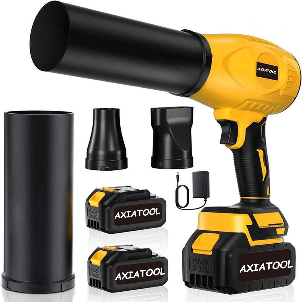 AxiaTool turbo jet cordless leaf blower designed for efficient patio cleaning with a sleek, ergonomic design.
