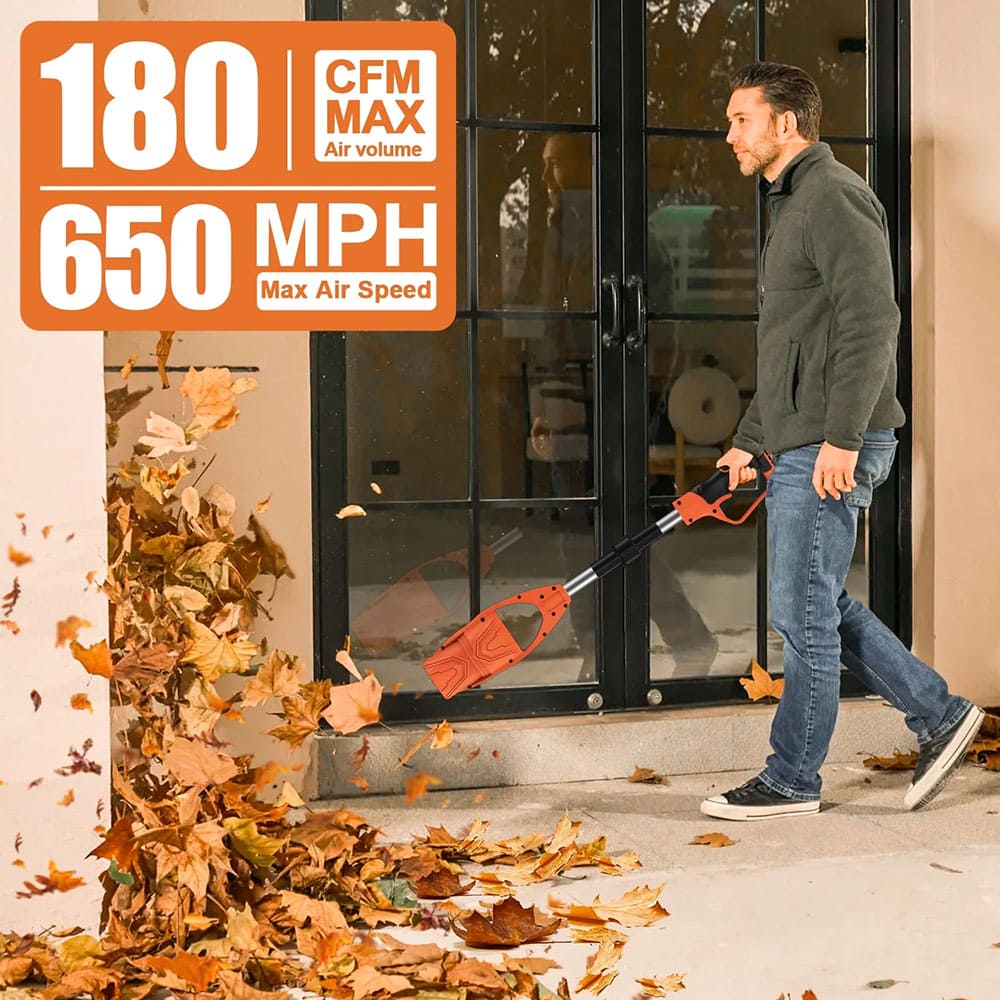AxiaTool foldable cordless leaf blower with a powerful motor, featuring a sleek design and ergonomic handle.
