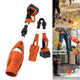 AxiaTool foldable cordless leaf blower with a powerful motor, showcasing its sleek design and detachable tube in use.