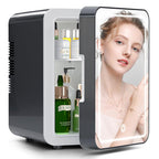 AxiaTool 4L mini fridge with a built-in light mirror, showcasing sleek design and compact size for personal use.