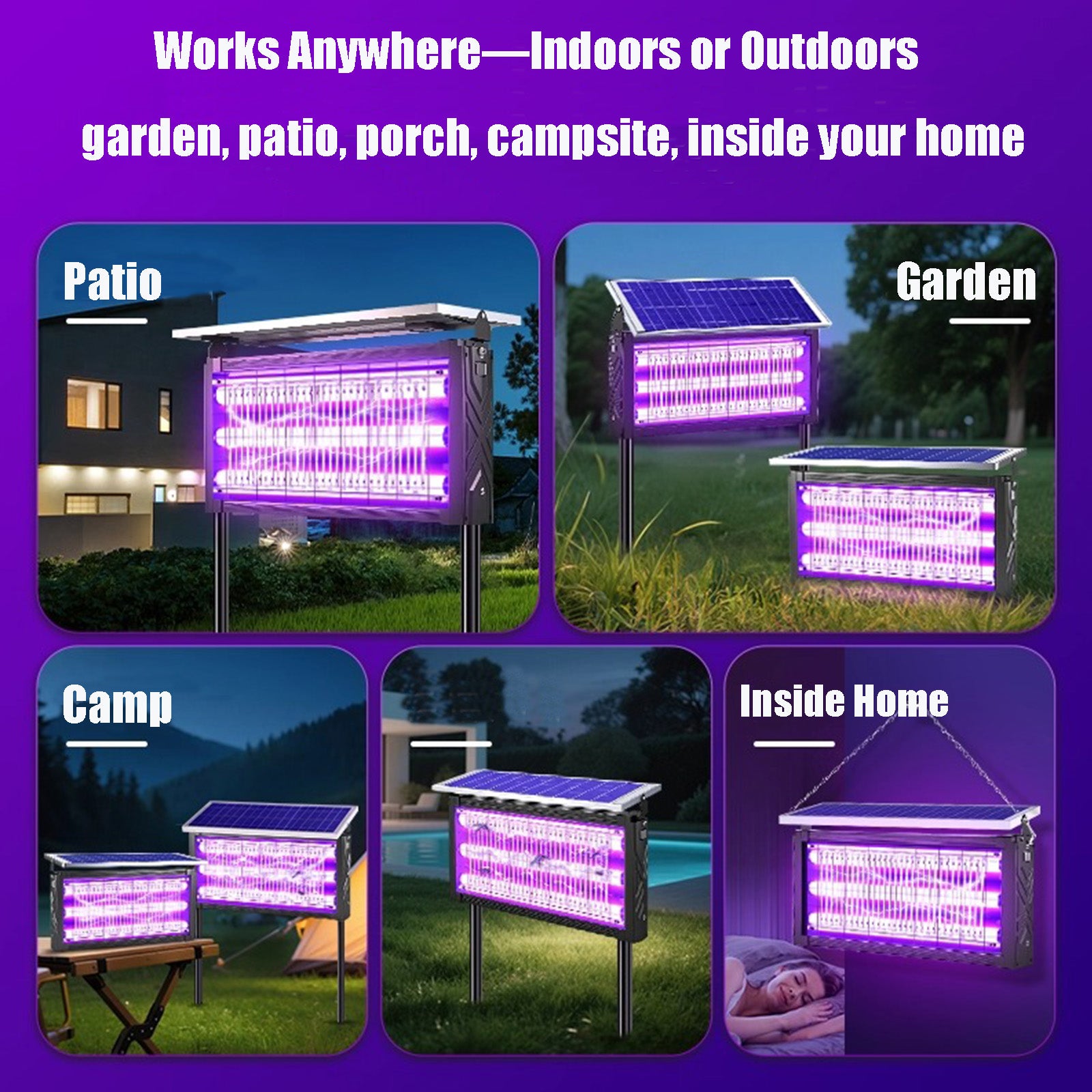 Premium Solar Mosquito Killer Bug Zapper with LED UV Tubes