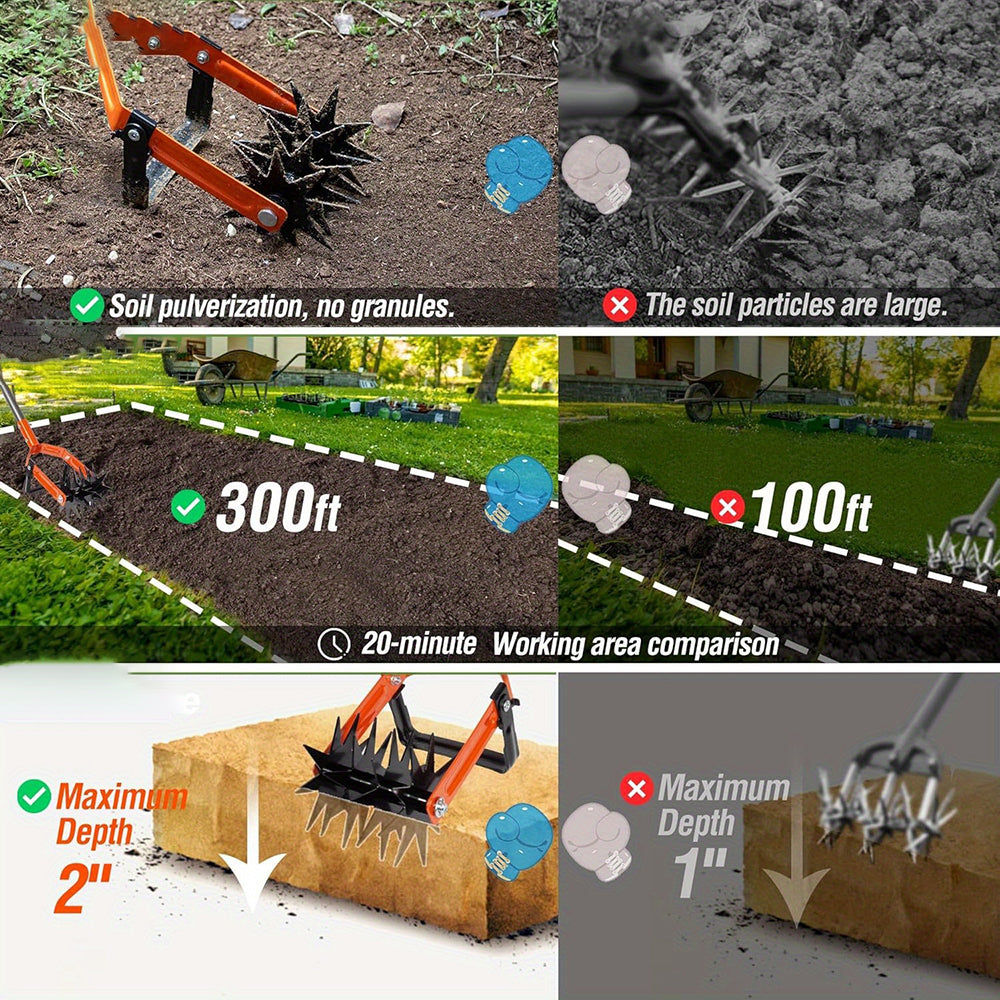 2-in-1 Adjustable Garden Tiller & Weeder