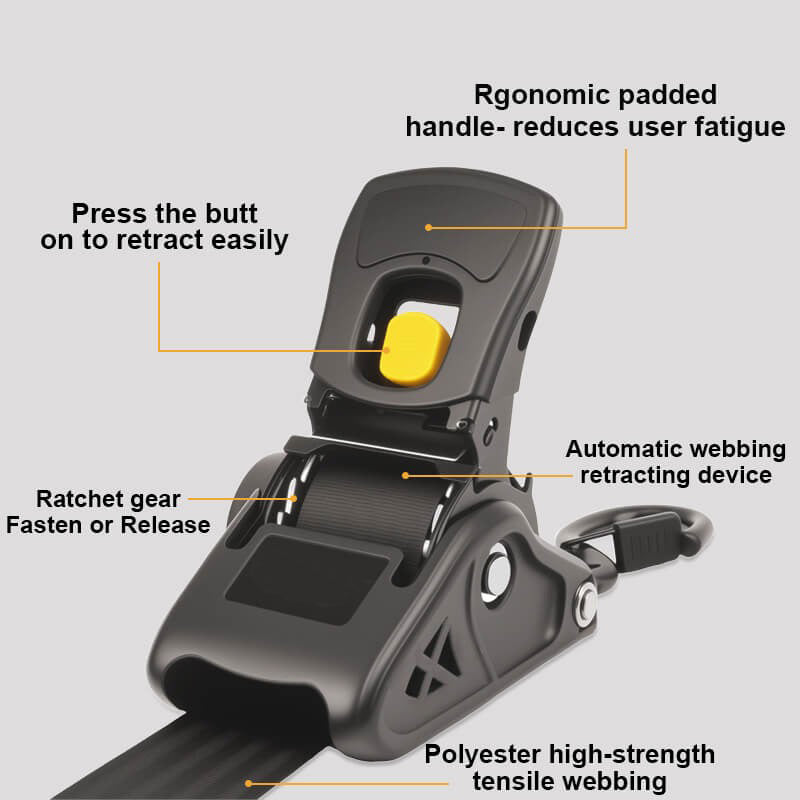 2 Inch Auto Self Retractable Ratchet Straps